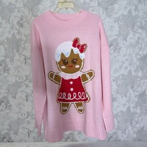 Sugar Thrillz Pink Gingerbread Crew Neck Sweater
